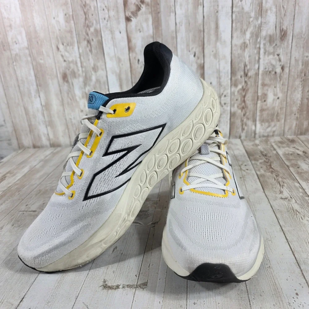 New Balance Fresh Foam 680v8 Mens Running Shoes White Black Yellow Size 13 - Picture 5 of 8